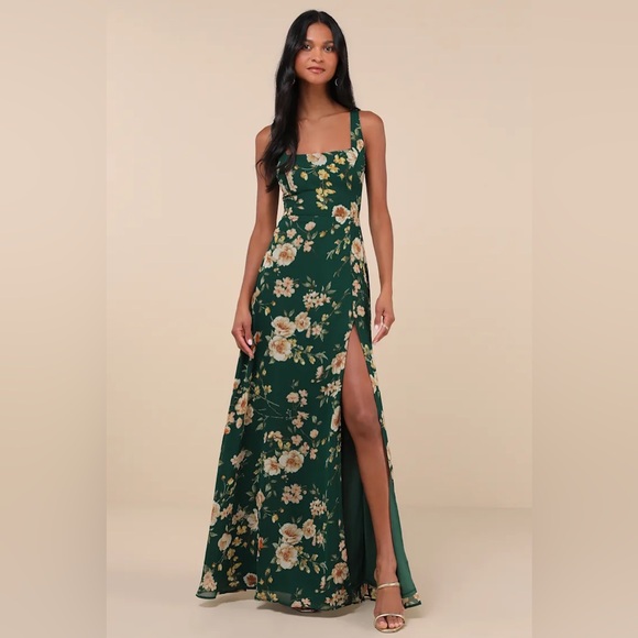 Lulus Dresses & Skirts - New Lulus Remarkable Arrival Emerald Green Floral Sleeveless Maxi Dress S, M
